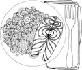 Coloring book antistress food pasta